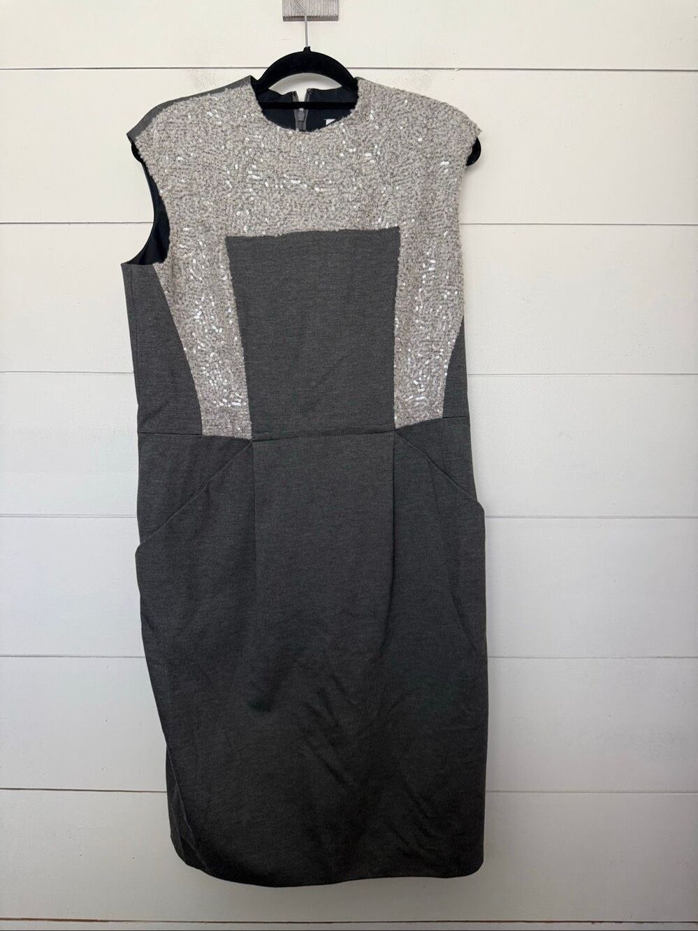 Carmen Marc Valvo Women’s 14 Black Grey Silver Career Office Core Dress